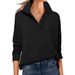 Women's Fashion: Solid Color V-Neck Long-Sleeve Loose-Fitting T-Shirt_ecoleips.com