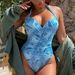 One Piece Bikini Swimwear Halter Neck Print Pleated New Export Style For Women D832R_ecoleips.com