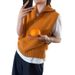New Cross-border Solid Color Simple Stand-up Collar Design Half-zip Sleeveless Layered Knit Vest For Women, Stylish_ecoleips.com