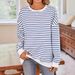 Women's Clothing Autumn And Winter New Tk Oversized Loose Casual Striped Sweatshirt_ecoleips.com