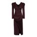 AD579 European And American Women's New Elegant V-neck Waist-cinching Slim Sexy Fashion Long-sleeve Bodycon Dress_ecoleips.com