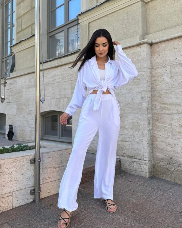 Women's Solid Color Lapel Long Sleeve Shirt And Pants Two Piece Set European American Style Casual Autumn Top_ecoleips.com