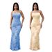 Elegant Strapless Floral Prom Dress for Women Sexy A-Line Evening Gown with Lace Appliques Blue Yellow S-XXL_ecoleips.com