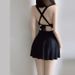 Women's High-End Two Piece Swimsuit Set Conservative Flattering Slimming Long Sleeved Sun Protective One Piece Dress Style For Hot Springs_ecoleips.com