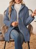 Women's Button-Down Hooded Teddy Coat Casual Long Warm Outerwear Spring/Autumn Polyester_ecoleips.com