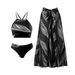 Voya 2026 New Three-Piece Women's Swimsuit Set: Lace-Up Halter Neck Bikini Skirt Style Foreign Trade_ecoleips.com