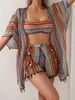 Women's Clothing Sunscreen Cover Up Sexy Tassel Bikini Four Piece Swimsuit Set_ecoleips.com