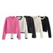Women's Clothing Summer New Women's Button Decorated Knitted Cardigan Jacket_ecoleips.com