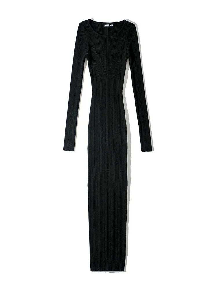 Tossy Autumn Fashion Slim Long Dress Female Knitwear Slim High Waist Patchwork Long Sleeve Elegant Party Dress Ladies Knit Dress_ecoleips.com