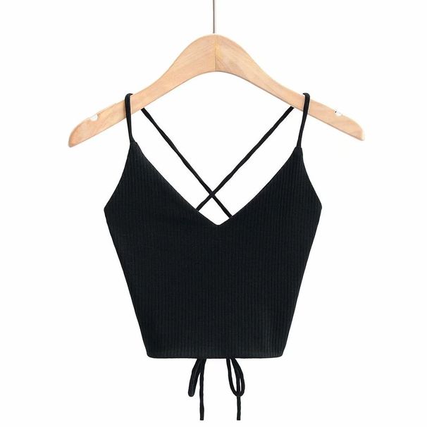 Women's Halter Tops Lace-up Tie Back Ribbed Knit Tank Tops Sleeveless Crop Tops For Teengirls 2024 Summer Sexy Club Outfit_ecoleips.com