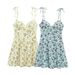 Floral European And American Style Women's New Printed Summer Dress, Heart-shaped Neckline, Short Cross-border Poplin_ecoleips.com