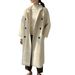 Women's Clothing Clear Black Beltless Double Breasted Winter Elegant Splicing Trench Coat For Women In Long Style With British Style C18018_ecoleips.com