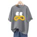 Women's Clothing Cartoon Straight Shoulder Short Sleeved T Shirt For Women In Summer 2024 New Design Niche Large Size Casual Loose Slim Tops_ecoleips.com