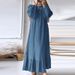 2025 Muslim Women's Long Robe Spring And Autumn New Fashion Puff Sleeve Vintage Pocket Hem Ruffle Dress_ecoleips.com