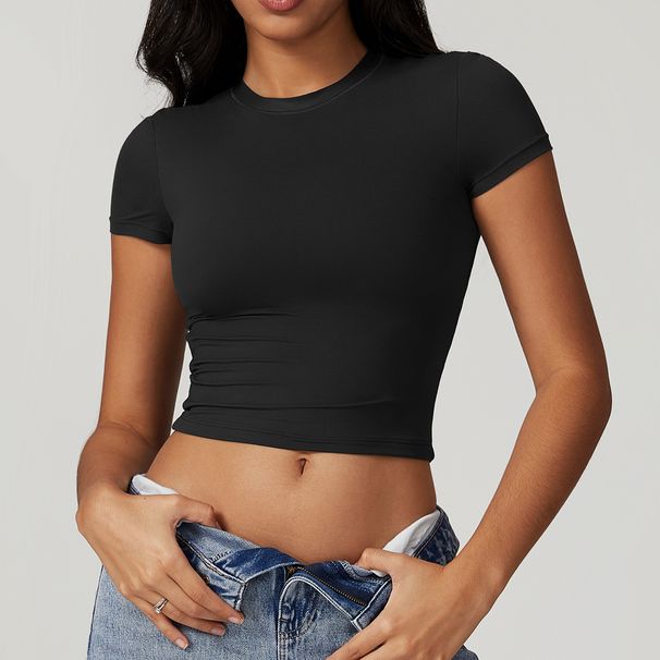 Women's Clothing Tight Quick Drying Fitness Top Yoga Clothes Running Pilates Sports T Shirt Short Sleeve_ecoleips.com