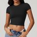 Women's Clothing Tight Quick Drying Fitness Top Yoga Clothes Running Pilates Sports T Shirt Short Sleeve_ecoleips.com