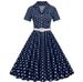 Women's Polka Dot Dress Short Sleeved French Style Long Skirt European And American Cross Border Fashion_ecoleips.com