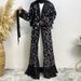 Modest Abaya Dress/Muslim Dress Women Fashionable Women's Lace Cardigan Leaf Embroidery Sequins Muslim Fashion_ecoleips.com