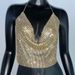 Sexy Rhinestone Strappy Bralette – Metallic Halter Neck Top With Built-In Padded Cups (One Size, Clubwear Essential)_ecoleips.com