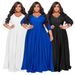 Women's Clothing Supply Large Size Fat Solid Color V Neck Sexy_ecoleips.com