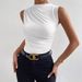 Women's Clothing High-Neck Pleated Sleeveless T-Shirt – Lightweight & Stylish For Spring & Summer_ecoleips.com