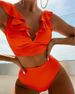 Women’s Clothing New Multi Color Ruffled V Neck Split Swimsuit High Waist Split Bikini Femal_ecoleips.com