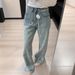 Women's Clothing Light Colored Jacquard Straight Jeans For Spring New High Waist Versatile Loose Wide Leg Pants_ecoleips.com