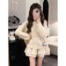 Eleganly Beauiful Solid Color Se, Loose And Slimming Skir, Hree-dimensional Floral Kni Op, Casual Wo-piece_ecoleips.com
