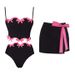 European And American Bikini New Black And Pink Color Matching Bow Decoration Sweet Girl Split Swimsuit Suit Female_ecoleips.com