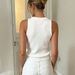 Women's Old Fashioned Style Knitted Top Sleeveless With Scarf Collar Spring/Summer_ecoleips.com