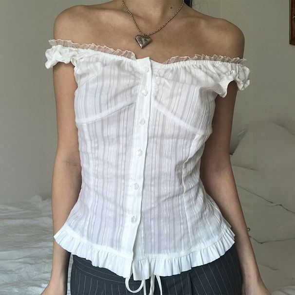 DiYun European And American Y2K Hot Girl Off-Shoulder Sleeveless Cardigan Top Shirt Women's Clothing 2025 Autumn/Winter_ecoleips.com