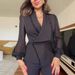 Women's Clothing New Fashion Hepburn Style High Waist Waist Wide Leg Jumpsuit Slim Lapel Top Jumpsuit_ecoleips.com