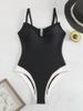 Aria Basics Solid Color One-Piece Swimsuit For Women, New European And American Style, Sexy Deep V, Push-Up High-End Backless_ecoleips.com