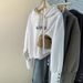 real-shot Composite Button Hooded Embroidered Sweatshirt For Women, Spring And Autumn Thin Loose-fitting_ecoleips.com