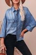Women's Clothing Spring New Retro Loose Denim Shirt Drop Shoulder Blue Large Pocket Shirt_ecoleips.com