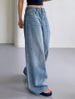 Light-washed High-waisted Non-tight-fitting Flared Jeans Women, Summer Vintage Loose Straight-leg Bell-bottom Pants For_ecoleips.com