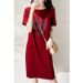 A Summer Loose And Trendy Printed Korean-style Simple And Casual Round-neck Dress For Pregnant Women_ecoleips.com