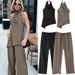 Cross-Border Satin For Women Summer Two-Piece Set Casual Fashion High-End European And American Style Export Long Pants_ecoleips.com