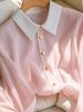 French-style Light Luxury Pink Chiffon Blouse For Women, Unique Design, Niche Early Autumn Chic, Loose And Lightweight_ecoleips.com