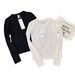 Women's Clothing Slim Fit Long Sleeve T-Shirt Henley Collar Solid Color Inner Layer Top Early Spring Style Flattering Shoulder Half Open Collar_ecoleips.com
