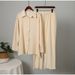 Women's Clothing Shirt And Pants Suits Long Sleeved Lapel Shirt And Elastic Pants 2 Piece Set Fashionable Office Suit_ecoleips.com