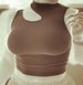 Women's Clothing Green Solid Color High Waist Stitching Pullover Navel Exposed Round Neck Slim Fit Small Short Vest_ecoleips.com