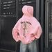 Women's Oversized Zip-Up Hoodie With Back Print - Fall Streetwear Pullover, Sweet & Edgy Style, Comfortable Fleece Lining_ecoleips.com