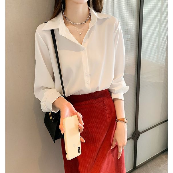 Chiffon For Women Early Spring 2025 Fashionable Design Sense Niche Loose Layered White Base Shirt_ecoleips.com