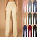 Women's Clothing High Waist Straight Leg Pants - Professional Office Trousers With Stretch, Comfortable Work Pants For Business Casual, 10 Colors_ecoleips.com