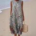 2026 Spring/Summer Sleeveless Pocket Print Elegant Long Dress, Slim Fit Fresh Casual Dress_ecoleips.com