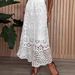 Women's Ethnic Style Knitted Midi Skirt Hollowed Out Crochet Lace Pleated Mid-Calf Summer Skirt Elegant Fashion_ecoleips.com