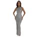 Verve New Arrival Knitted Sleeveless Slit Women's Autumn Sexy Elegant Commuter Dress_ecoleips.com