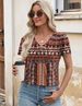 LOMON Womens Summer Tops Short Sleeve V Neck Pleated T-Shirts Loose Fit Dressy Casual Blouses S-XXL_ecoleips.com