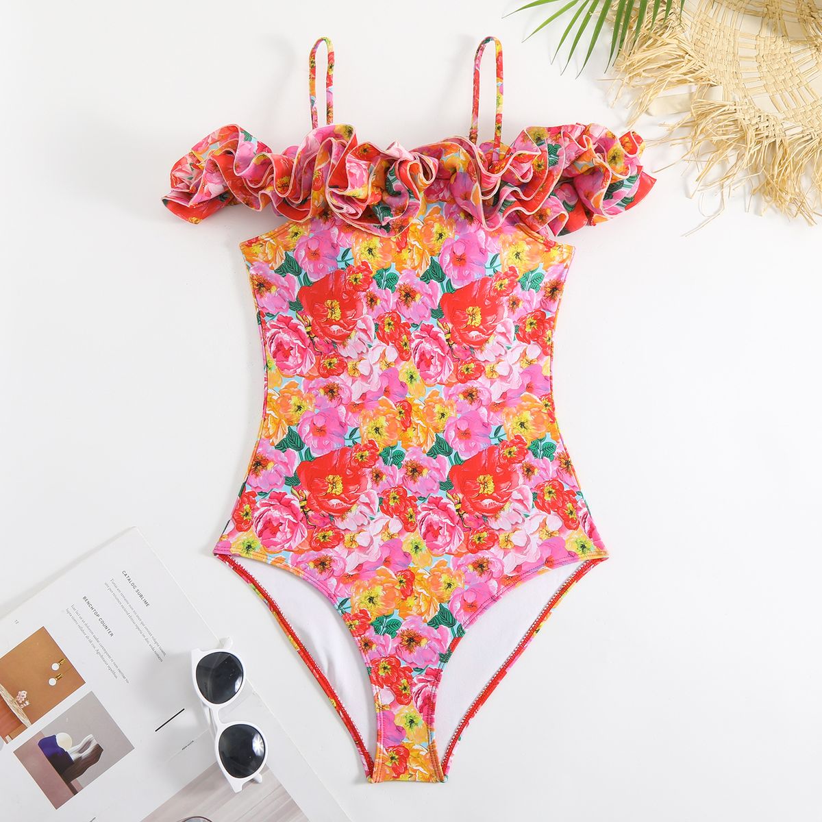 Women's Clothing Printed One-Piece Swimsuit Space Layer Lace Fashion Sexy Two-Piece Chiffon Skirt_ecoleips.com